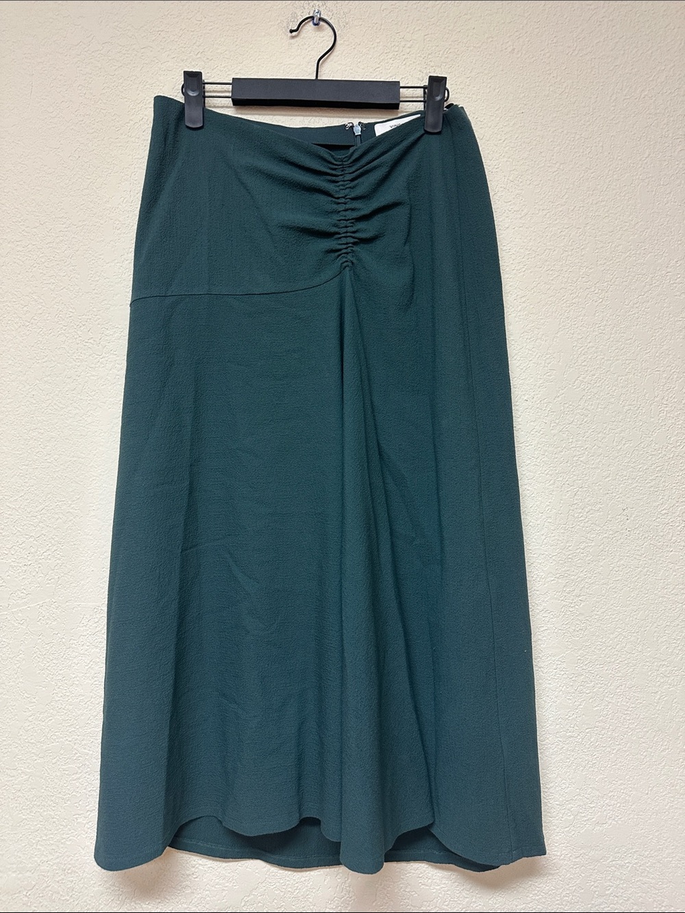 Vince womans Dark Green Ruched Midi Skirt size M